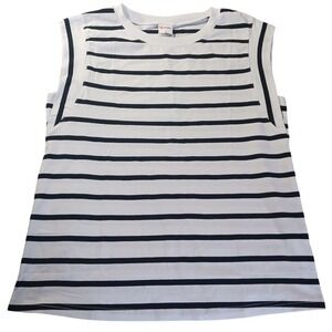 WIHOLL Striped Muscle Tank Top S Sleeveless Crewneck Nautical Casual Core NWT